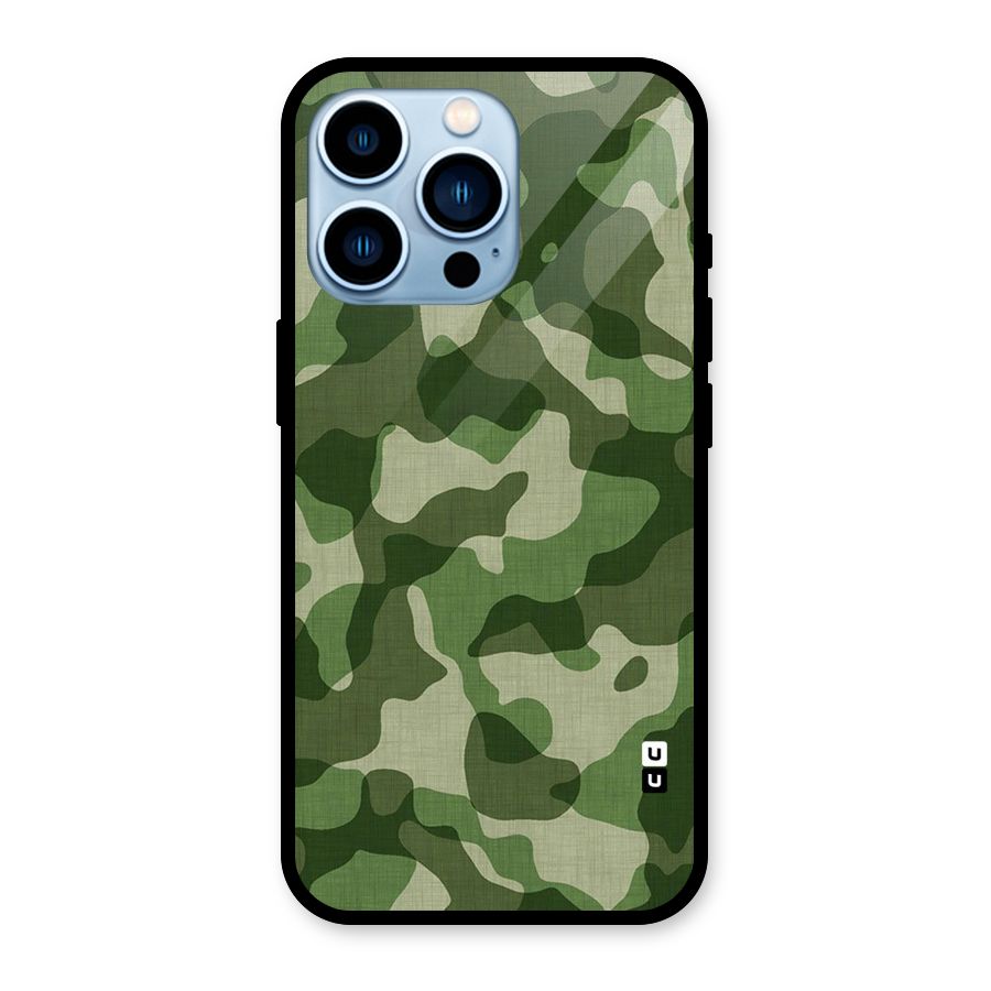 Camouflage Pattern Art Glass Back Case for iPhone 13 Pro