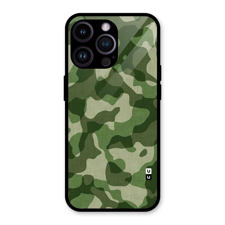 Camouflage Pattern Art Glass Back Case for iPhone 14 Pro Max