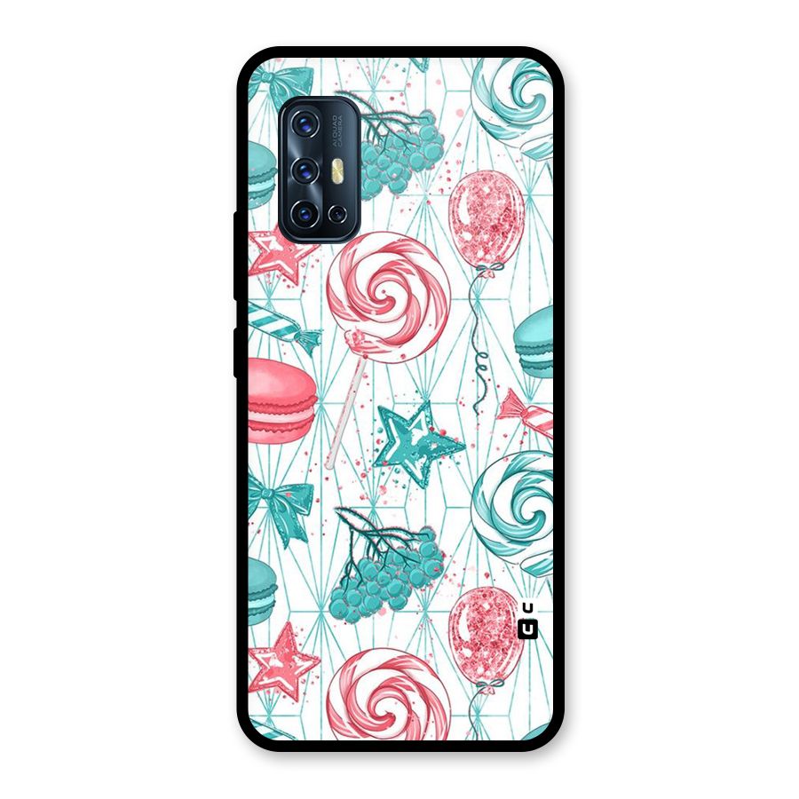 Candies And Macroons Glass Back Case for Vivo V17