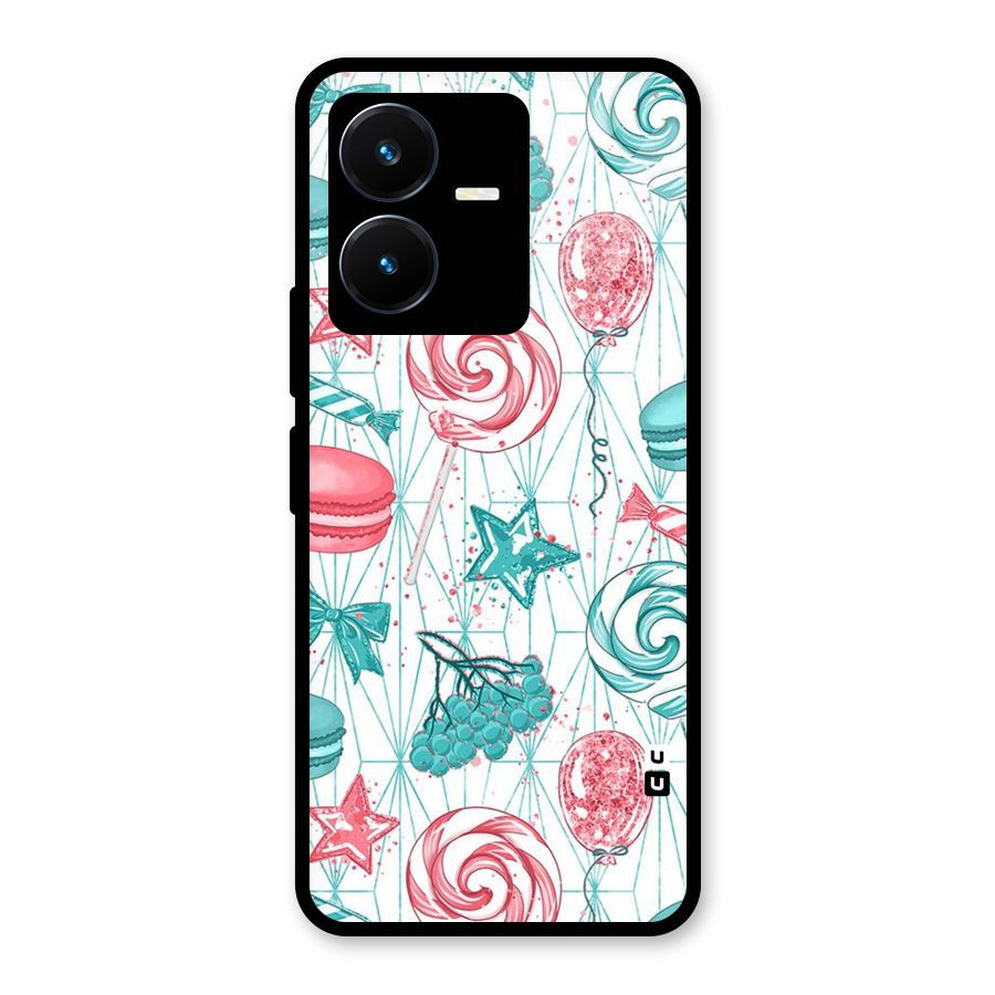 Candies And Macroons Glass Back Case for Vivo Y22