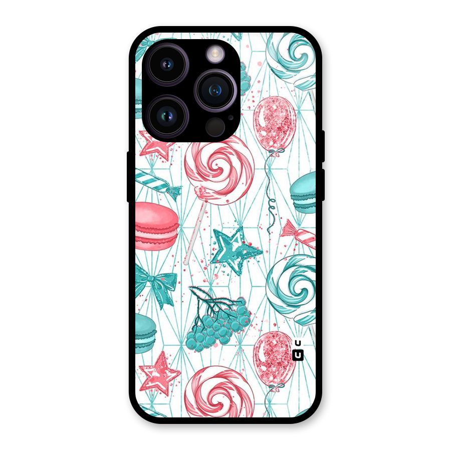 Candies And Macroons Glass Back Case for iPhone 14 Pro