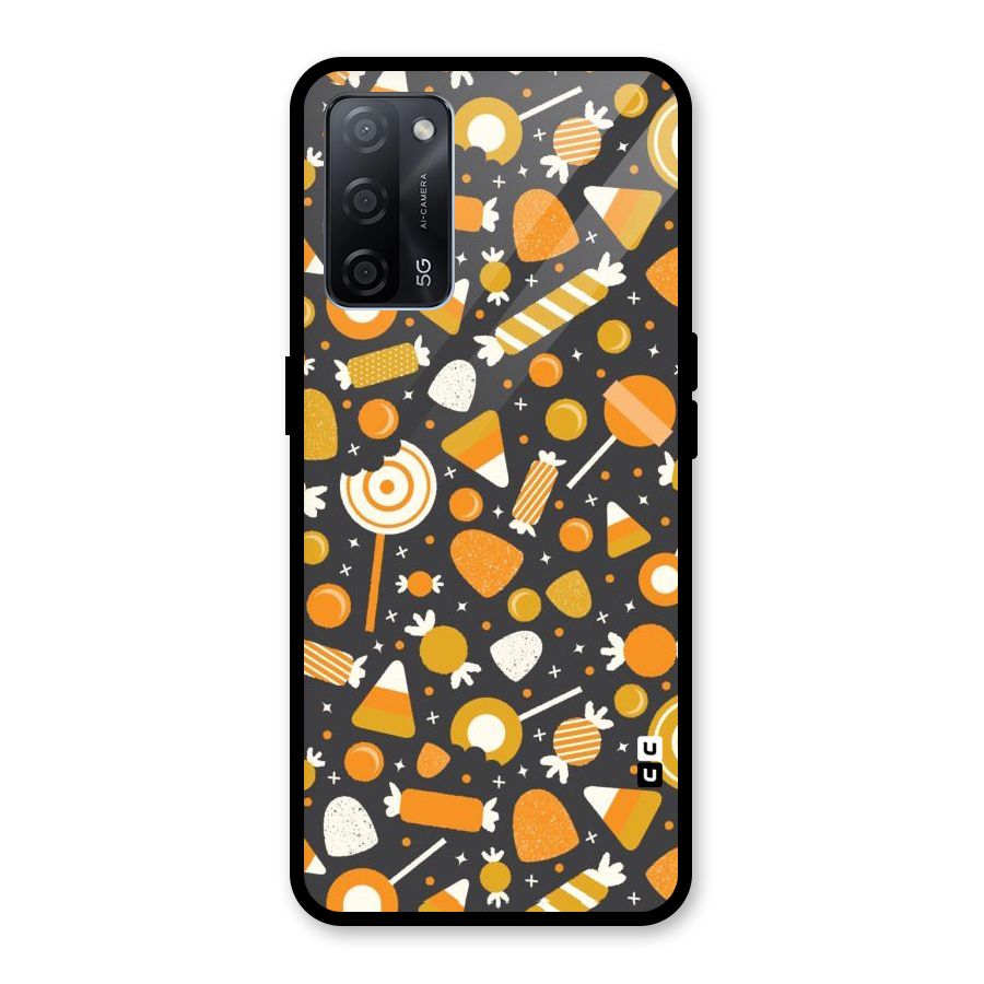 Candies Pattern Glass Back Case for Oppo A53s 5G