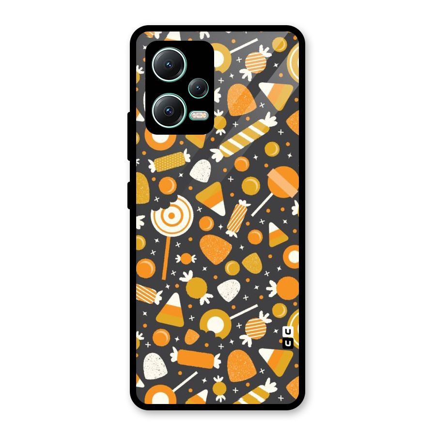 Candies Pattern Glass Back Case for Redmi Note 12 5G