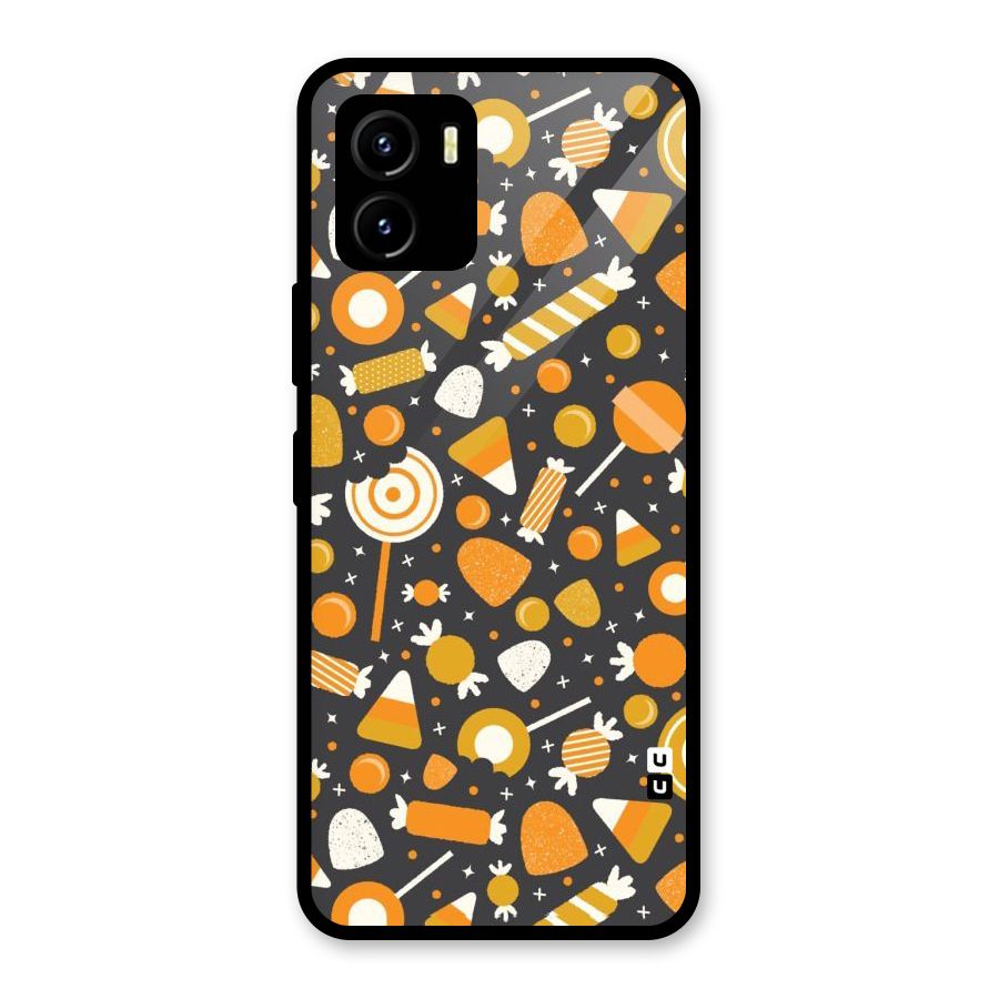 Candies Pattern Glass Back Case for Vivo Y15s