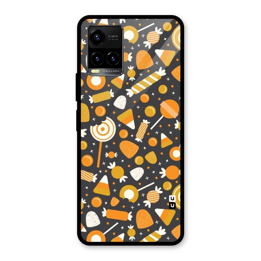 Candies Pattern Glass Back Case for Vivo Y21A