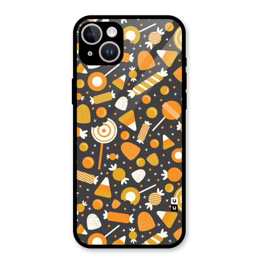 Candies Pattern Glass Back Case for iPhone 14 Plus