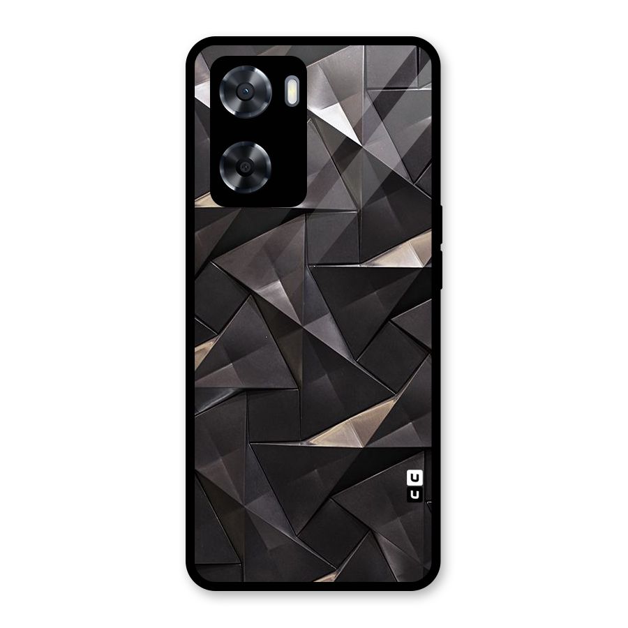 Carved Triangles Glass Back Case for Oppo A57 2022