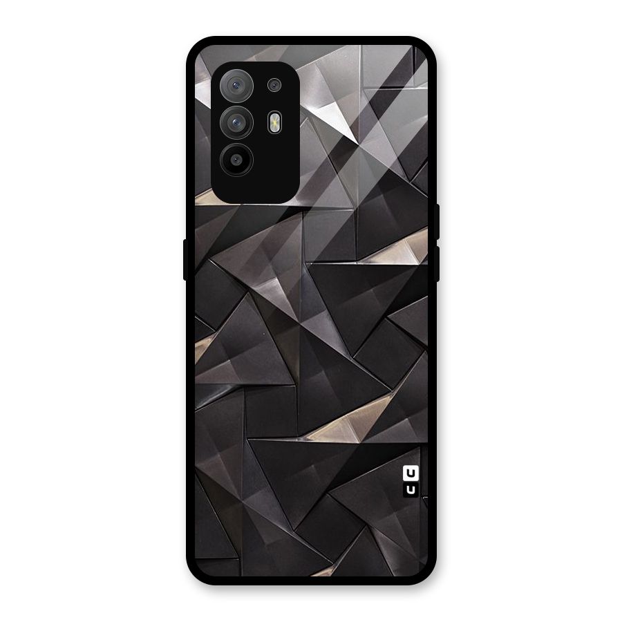 Carved Triangles Glass Back Case for Oppo F19 Pro Plus 5G
