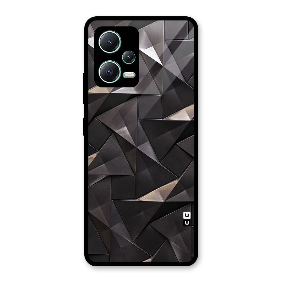 Carved Triangles Glass Back Case for Redmi Note 12 5G