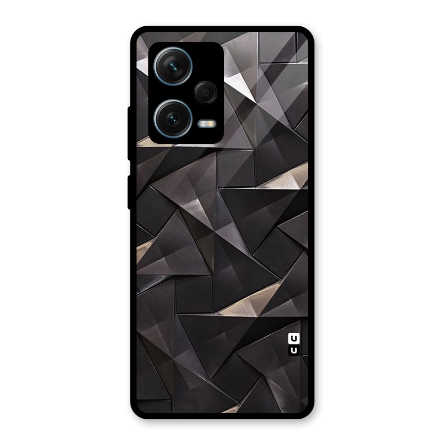 Carved Triangles Glass Back Case for Redmi Note 12 Pro Plus 5G