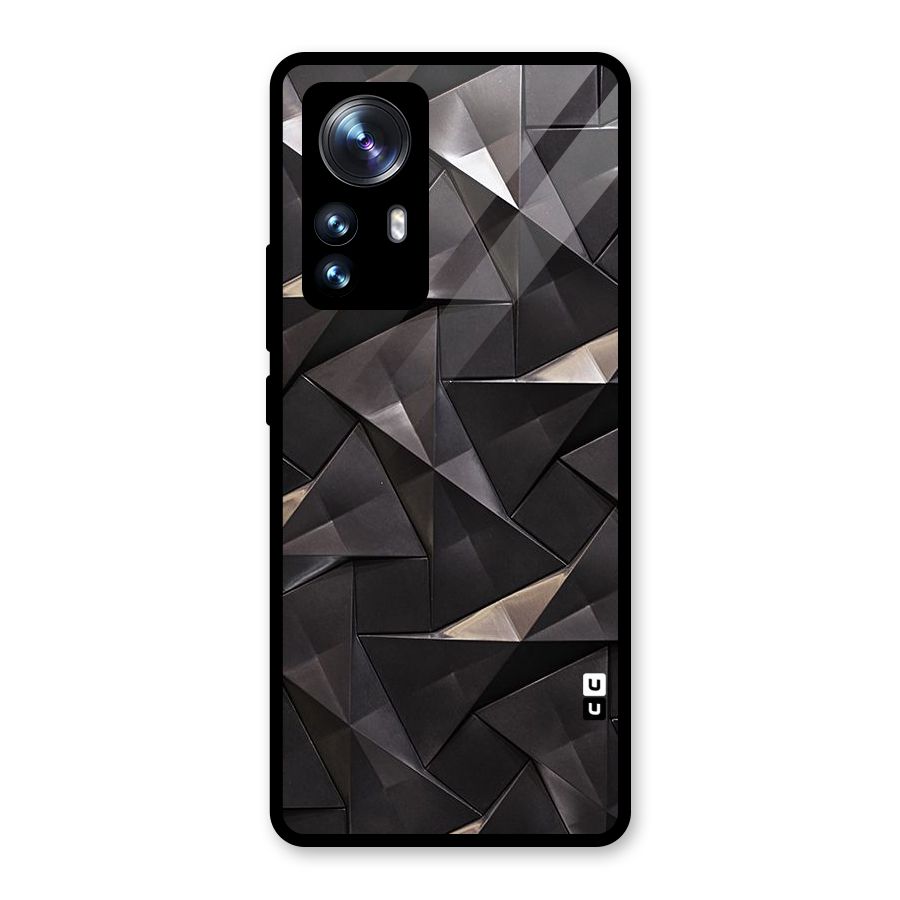 Carved Triangles Glass Back Case for Xiaomi 12 Pro