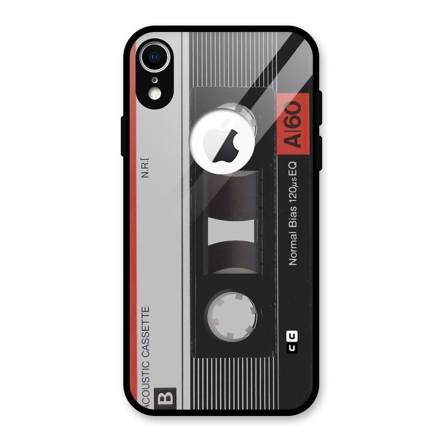 Casette Design Glass Back Case for iPhone XR Logo Cut