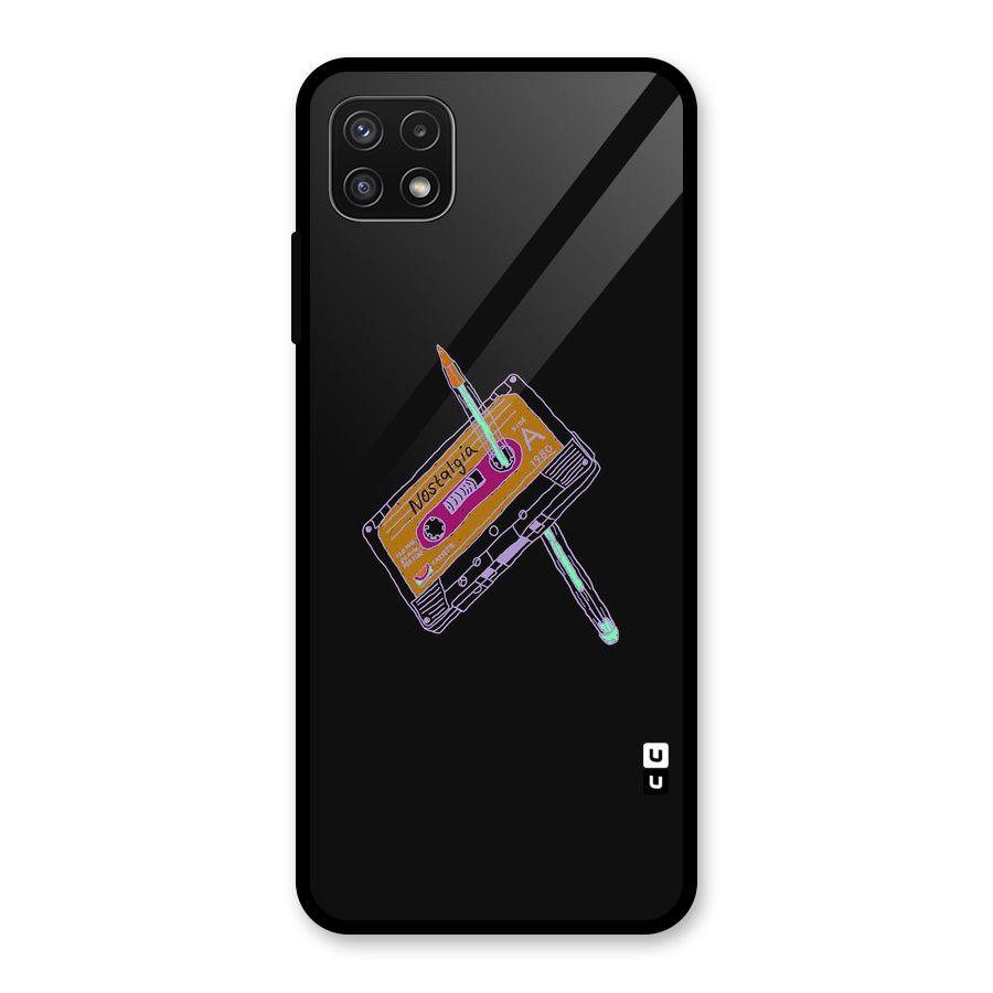 Casette Nostalgia Glass Back Case for Galaxy A22 5G