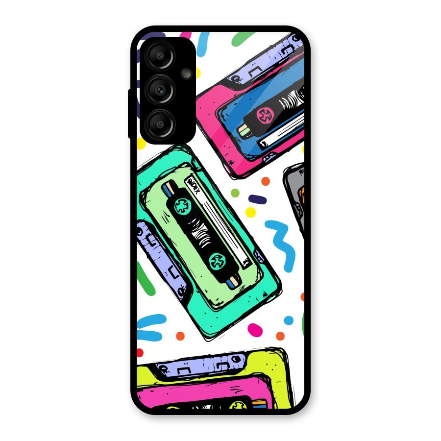 Cassette Pattern Glass Back Case for Galaxy A14 5G
