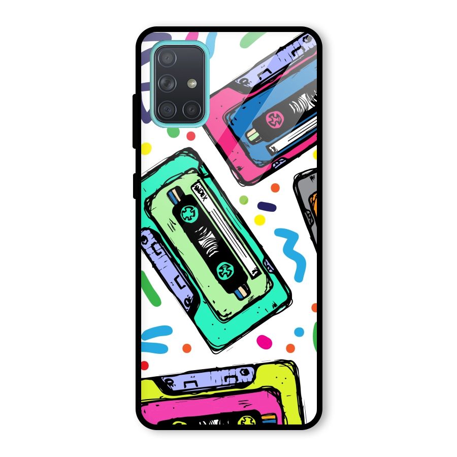 Cassette Pattern Glass Back Case for Galaxy A71