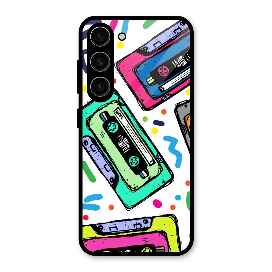Cassette Pattern Glass Back Case for Galaxy S23