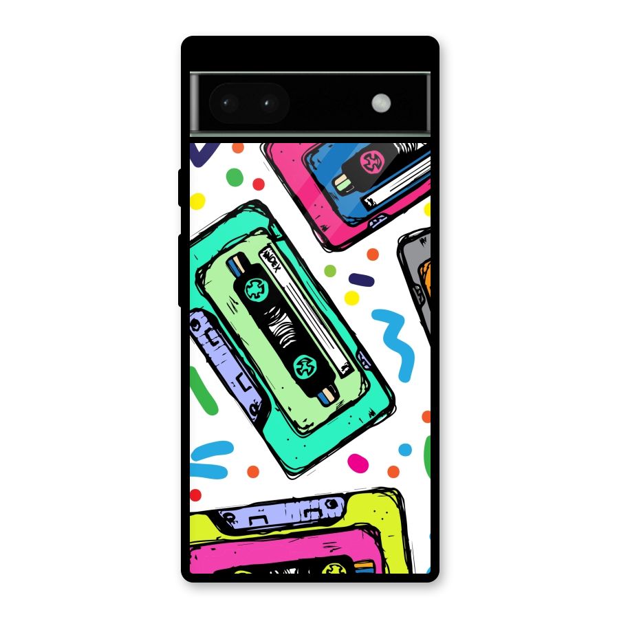 Cassette Pattern Glass Back Case for Google Pixel 6a