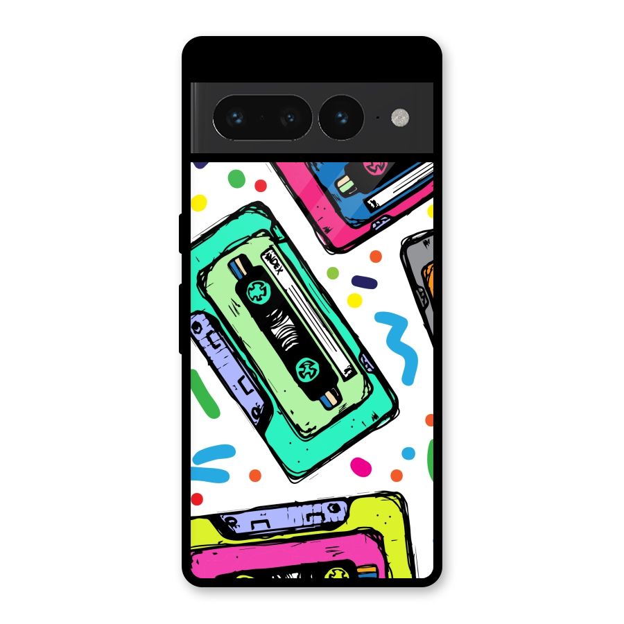 Cassette Pattern Glass Back Case for Google Pixel 7 Pro
