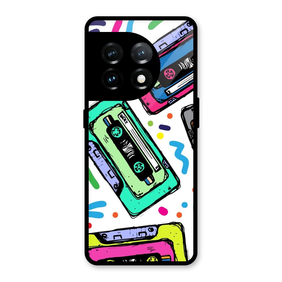 Cassette Pattern Glass Back Case for OnePlus 11