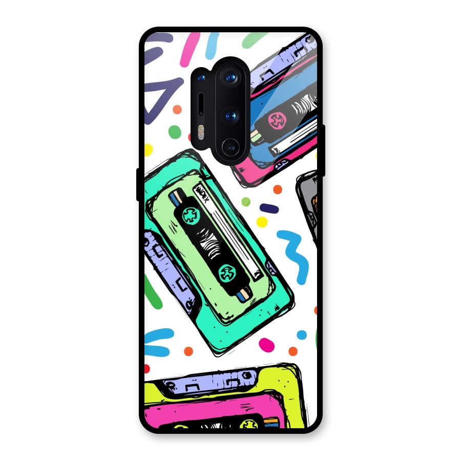 Cassette Pattern Glass Back Case for OnePlus 8 Pro