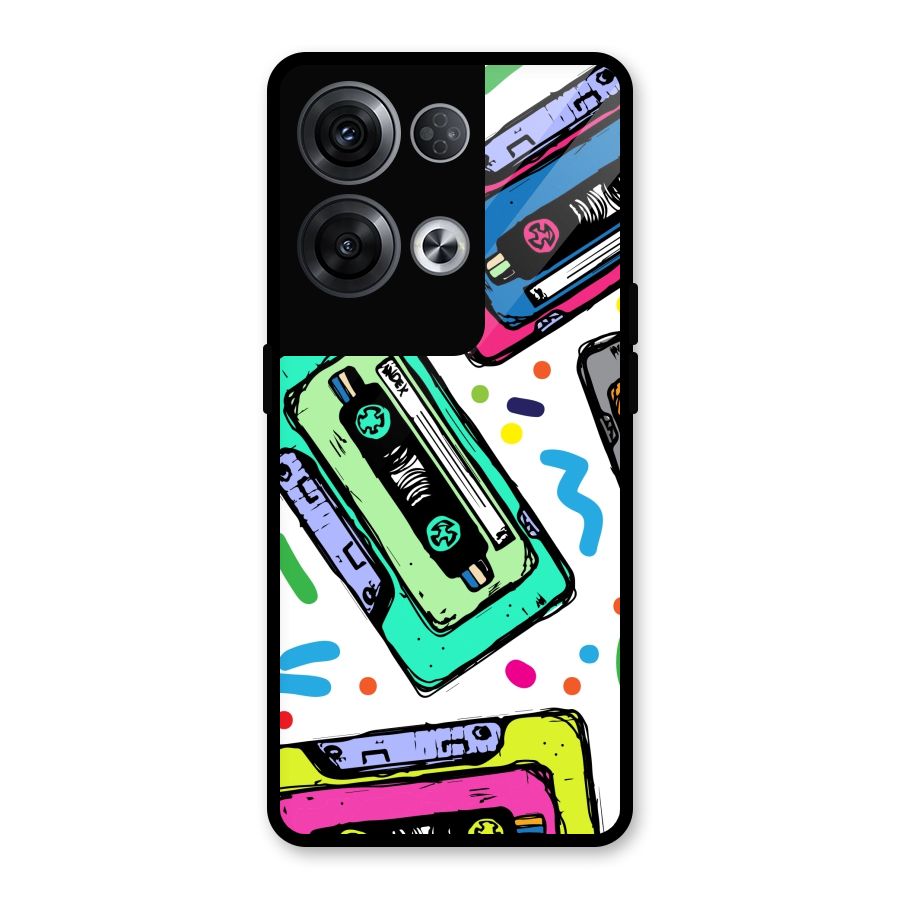 Cassette Pattern Glass Back Case for Oppo Reno8 Pro 5G