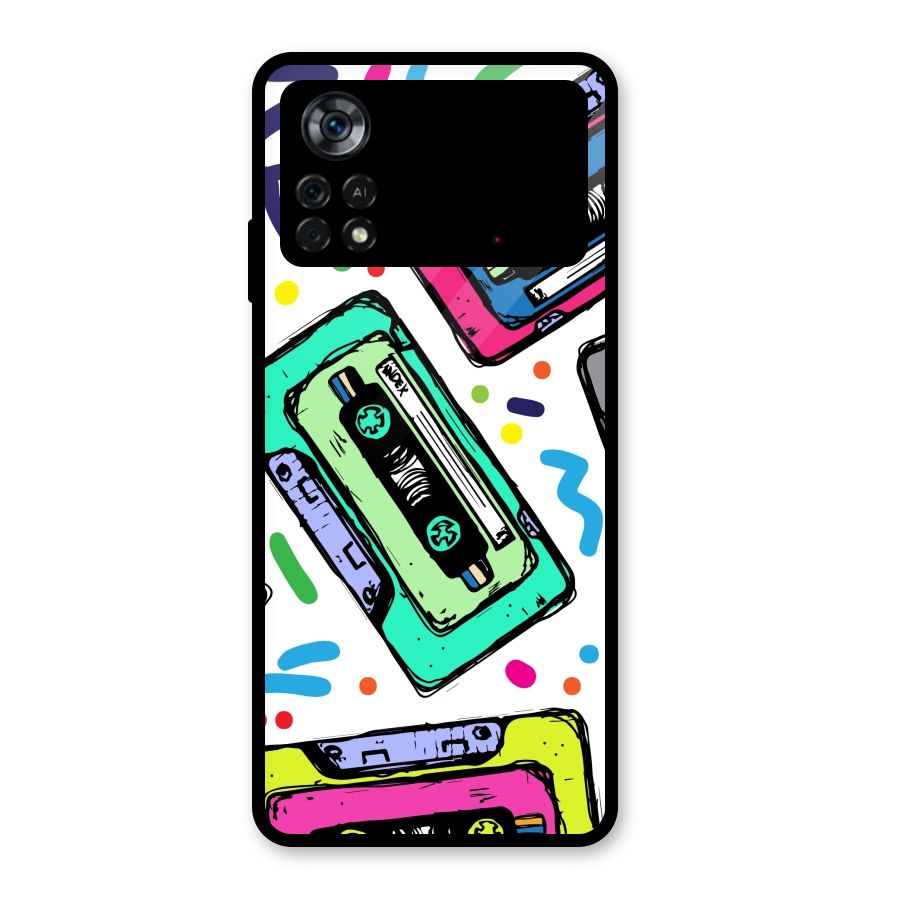 Cassette Pattern Glass Back Case for Poco X4 Pro 5G