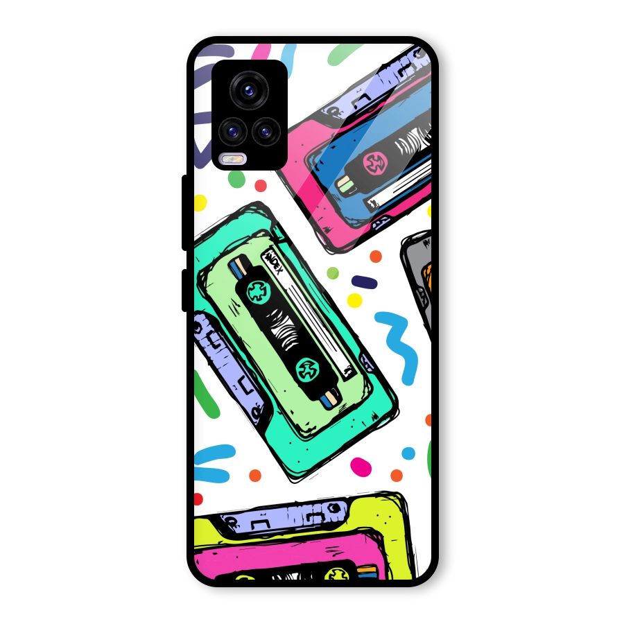 Cassette Pattern Glass Back Case for Vivo V20