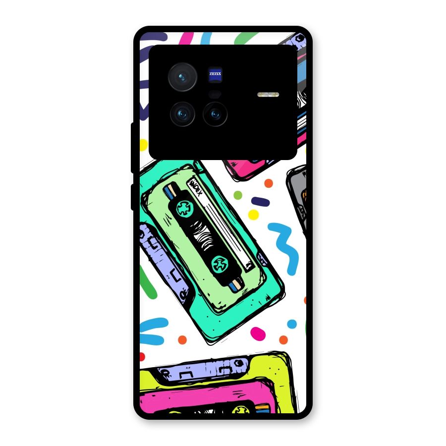 Cassette Pattern Glass Back Case for Vivo X80