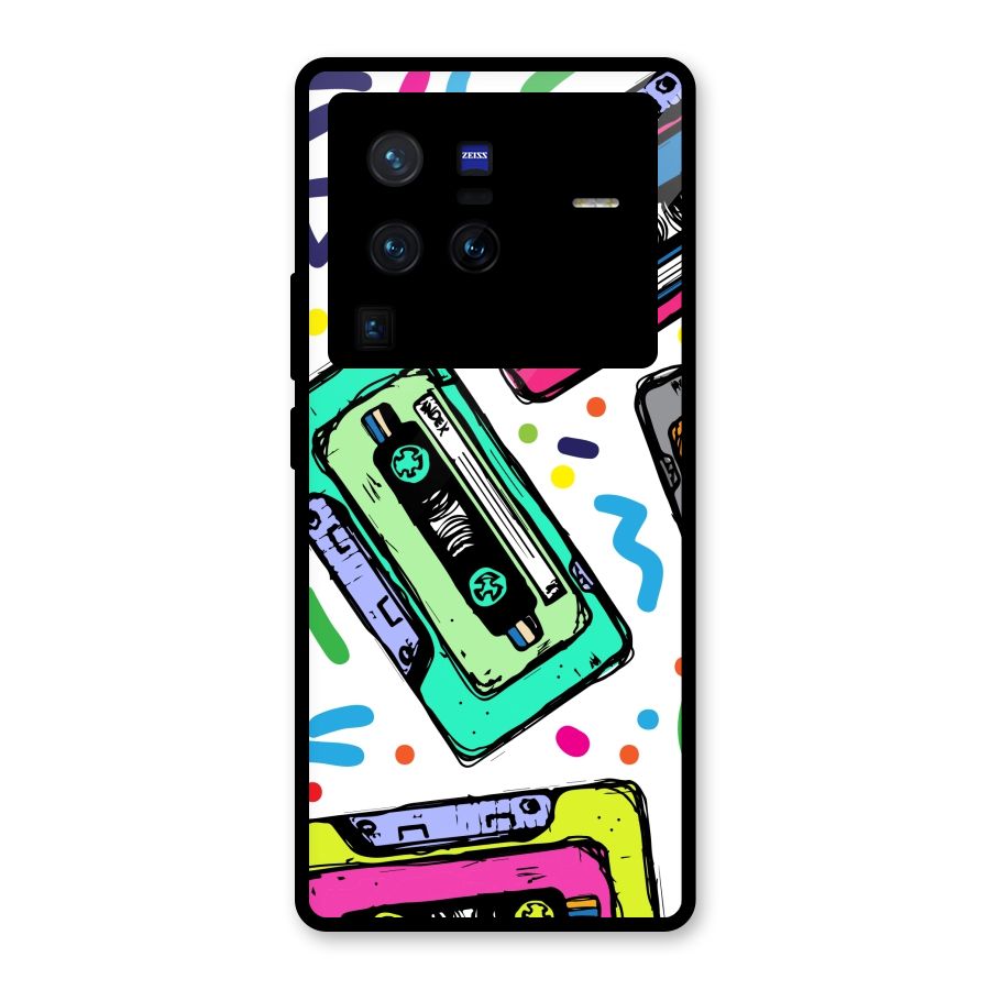 Cassette Pattern Glass Back Case for Vivo X80 Pro