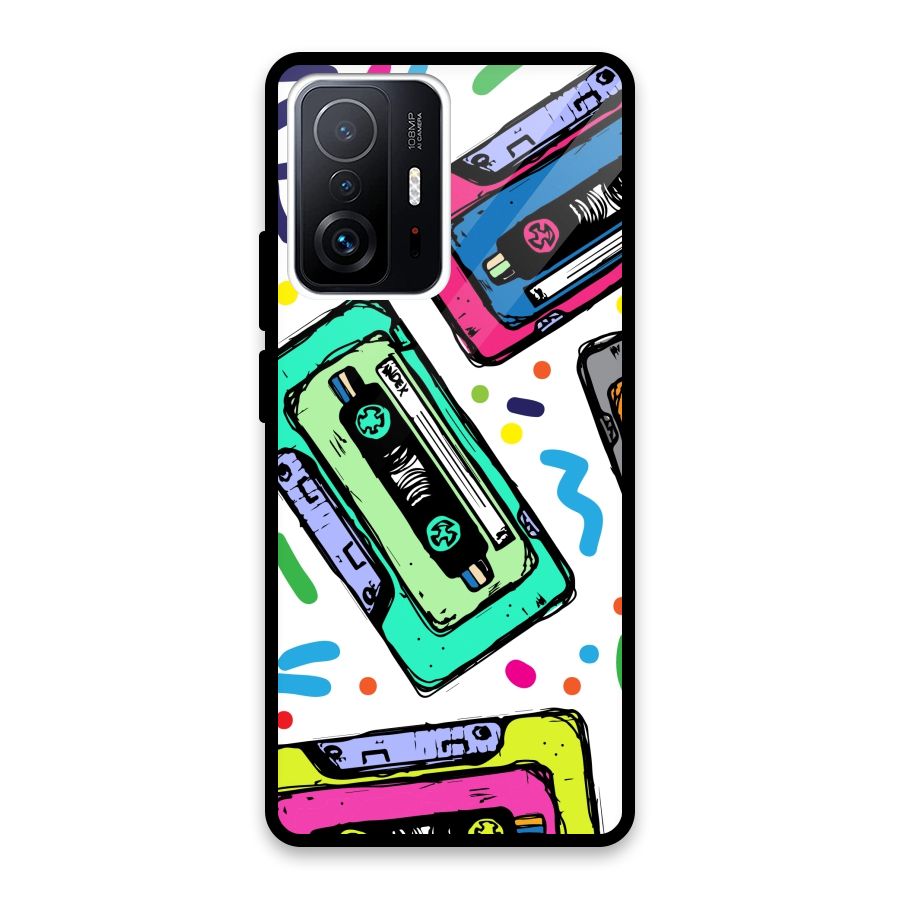 Cassette Pattern Glass Back Case for Xiaomi 11T Pro