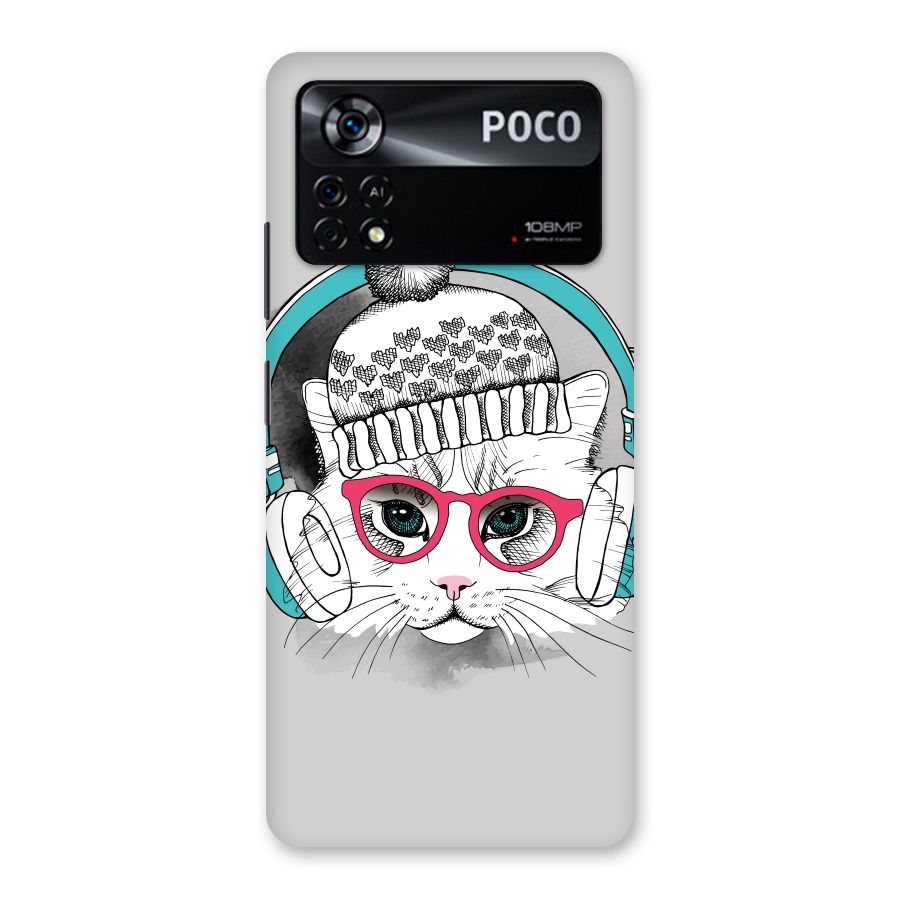 Cat Headphones Back Case for Poco X4 Pro 5G