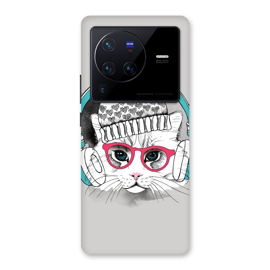 Cat Headphones Back Case for Vivo X80 Pro