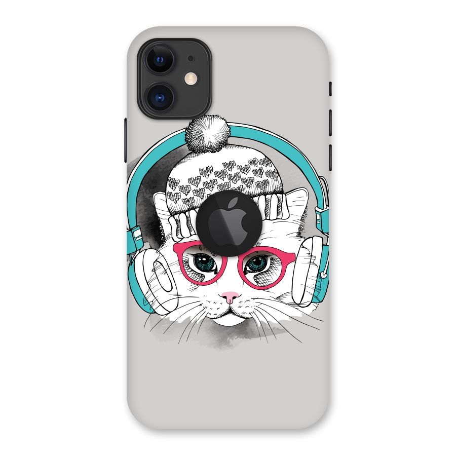 Cat Headphones Back Case for iPhone 11 Logo Cut