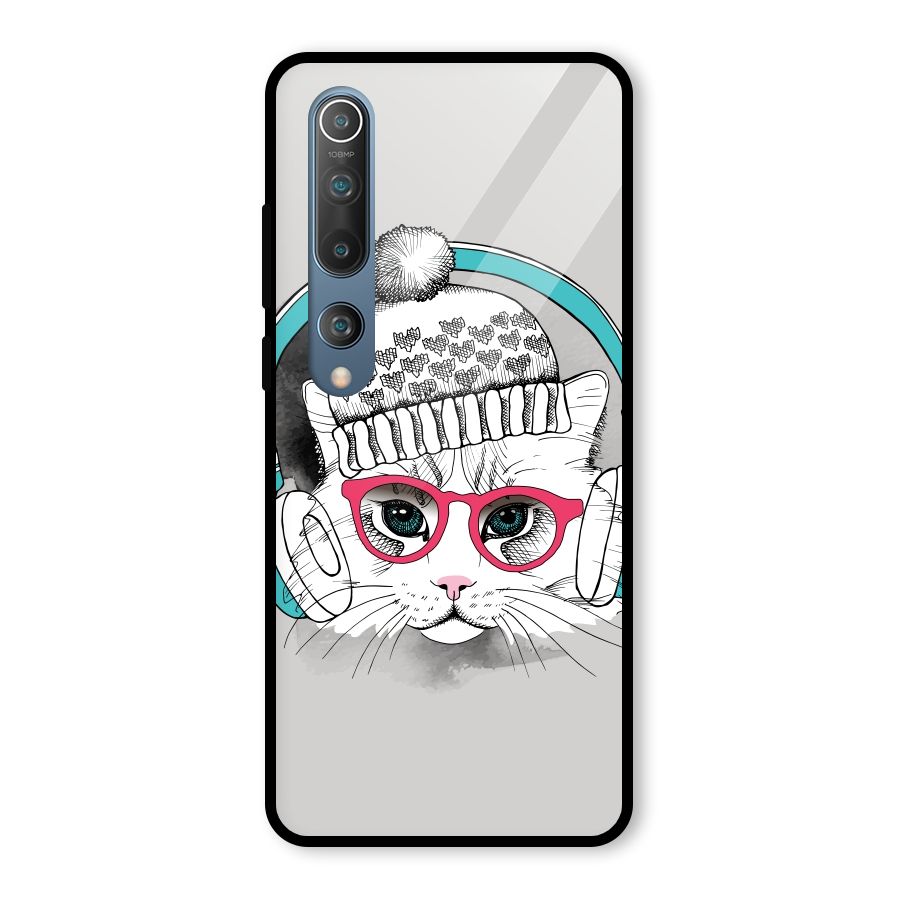 Cat Headphones Glass Back Case for Mi 10