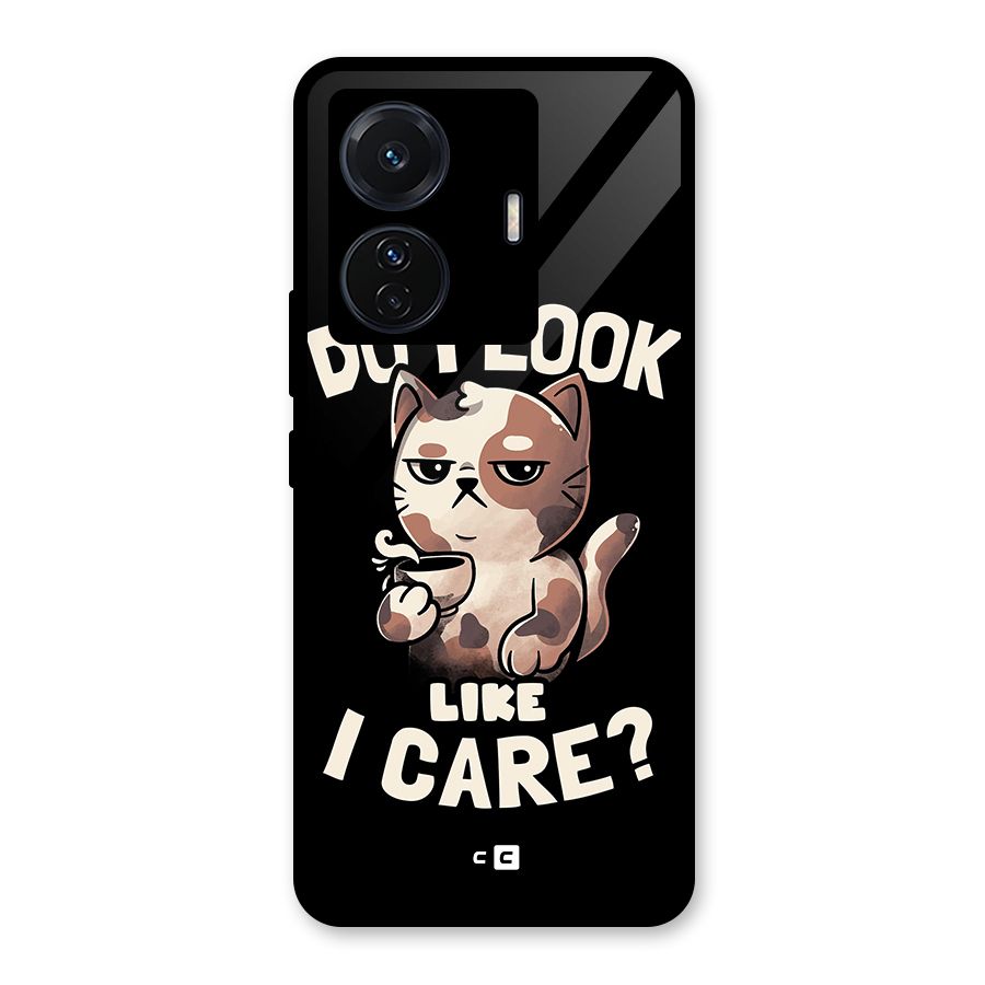 Cat Look Like Care Glass Back Case for Vivo T1 Pro