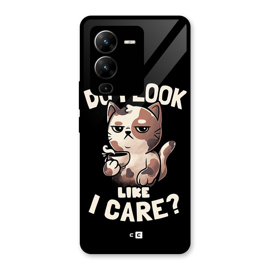 Cat Look Like Care Glass Back Case for Vivo V25 Pro