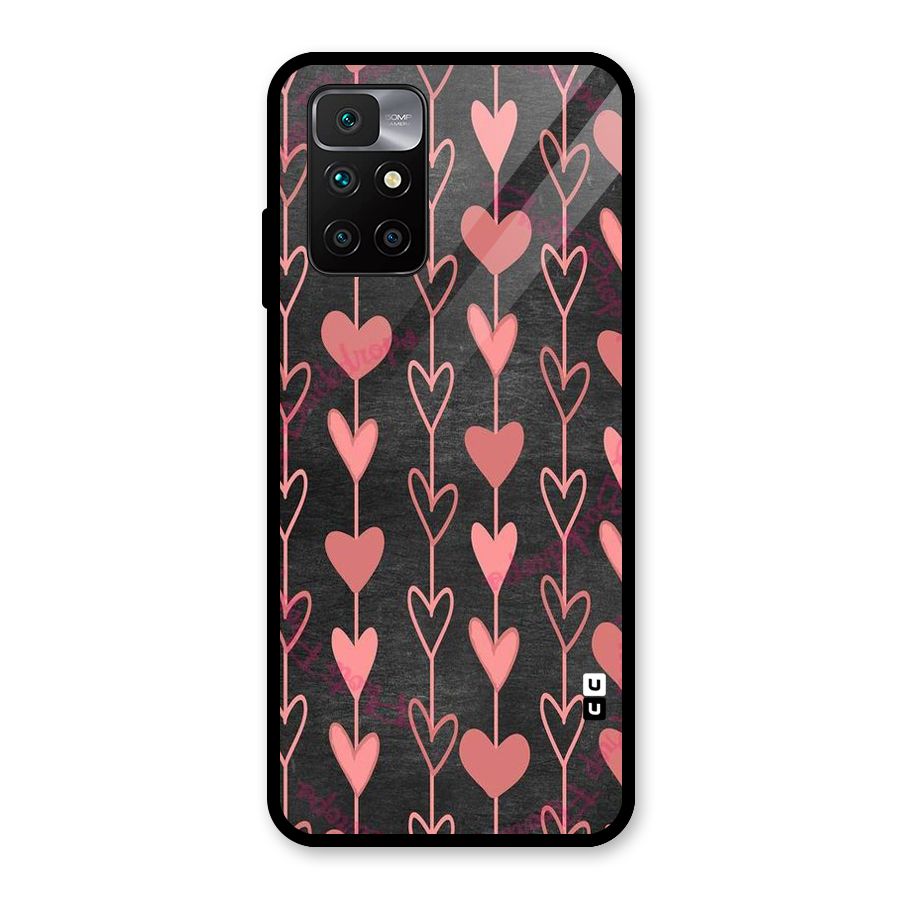 Chain Of Hearts Glass Back Case for Redmi 10 Prime