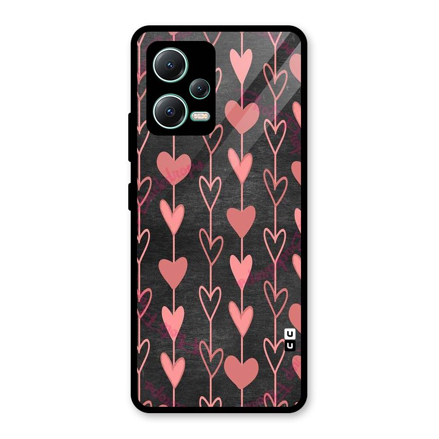 Chain Of Hearts Glass Back Case for Redmi Note 12 5G