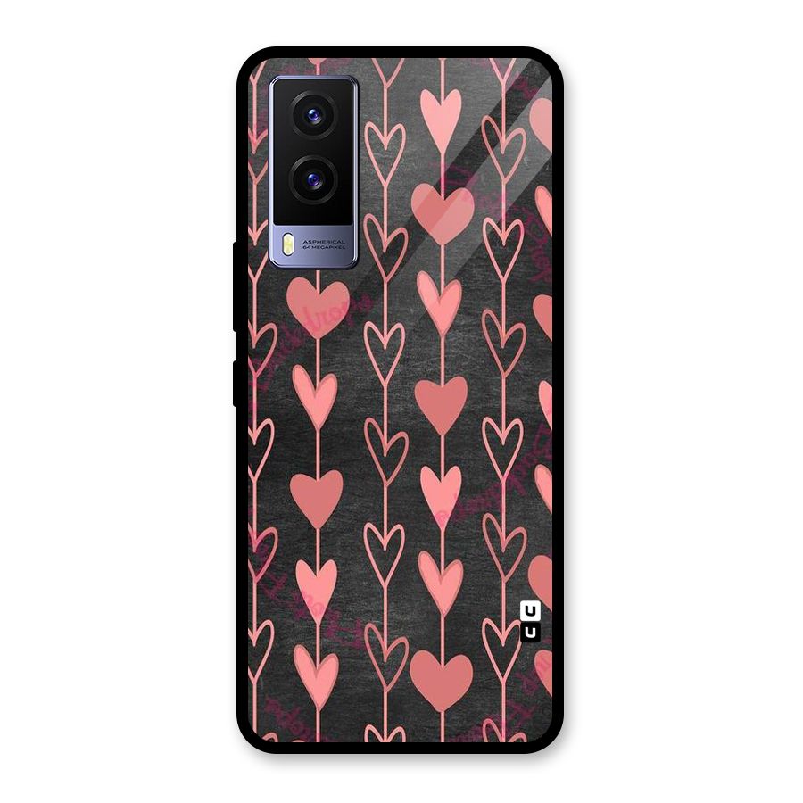 Chain Of Hearts Glass Back Case for Vivo V21e 5G