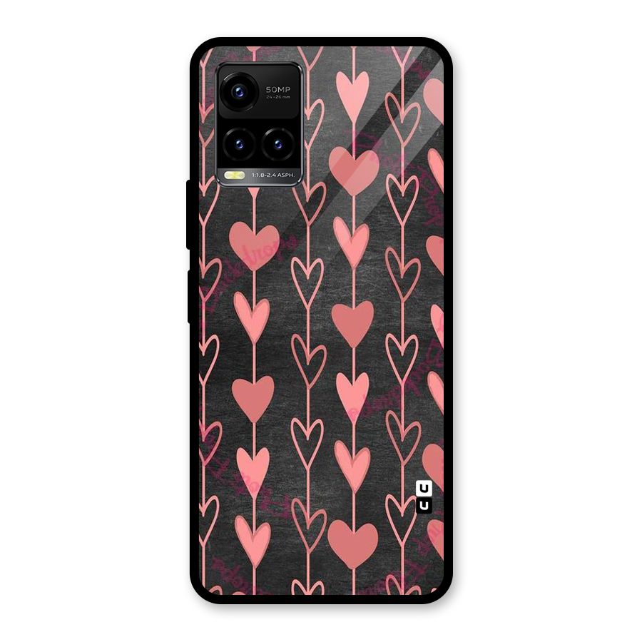 Chain Of Hearts Glass Back Case for Vivo Y21A