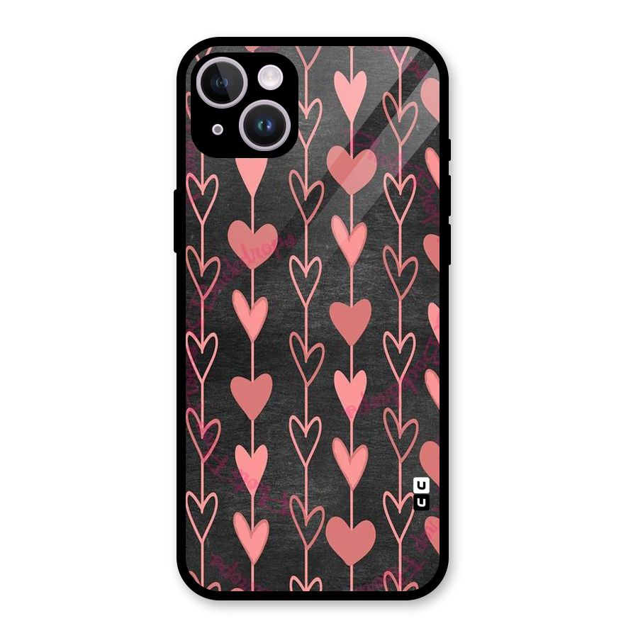 Chain Of Hearts Glass Back Case for iPhone 14 Plus
