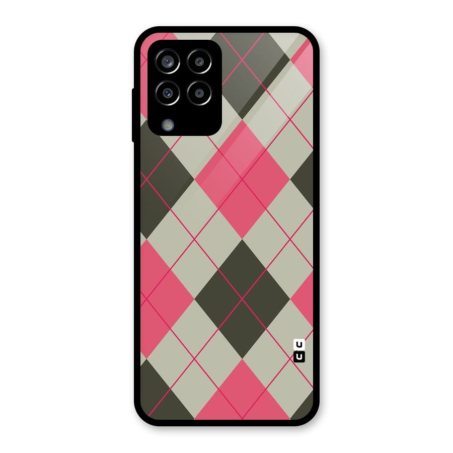 Check And Lines Glass Back Case for Galaxy M33