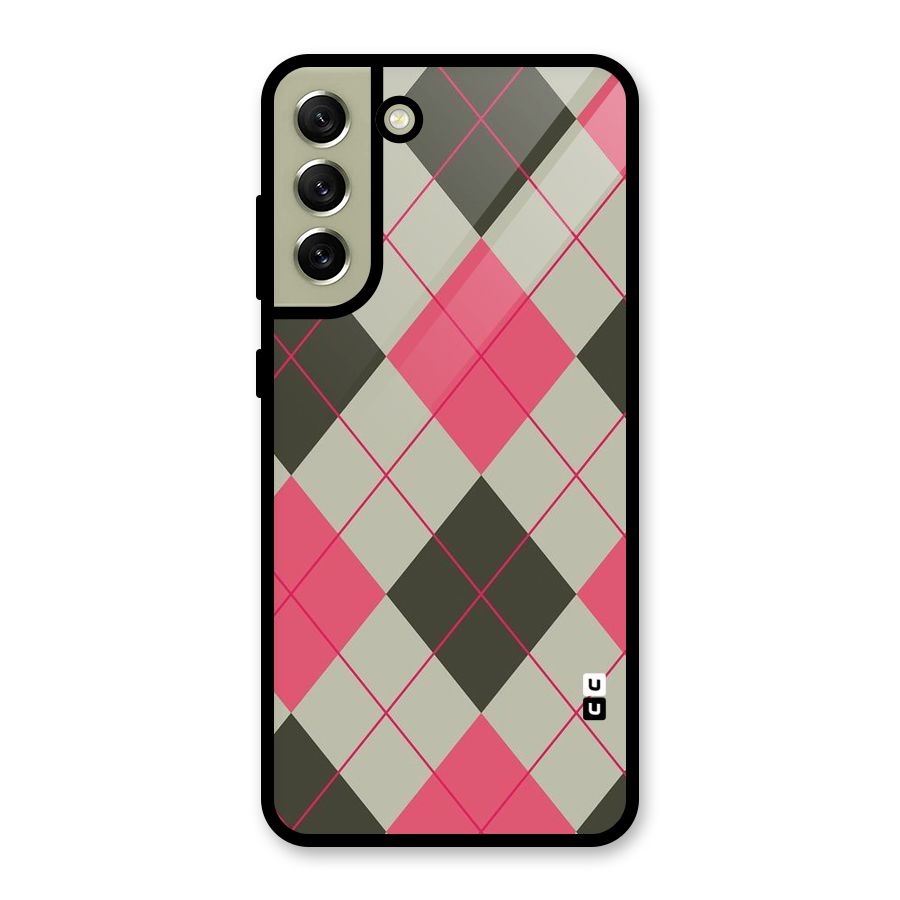 Check And Lines Glass Back Case for Galaxy S21 FE 5G