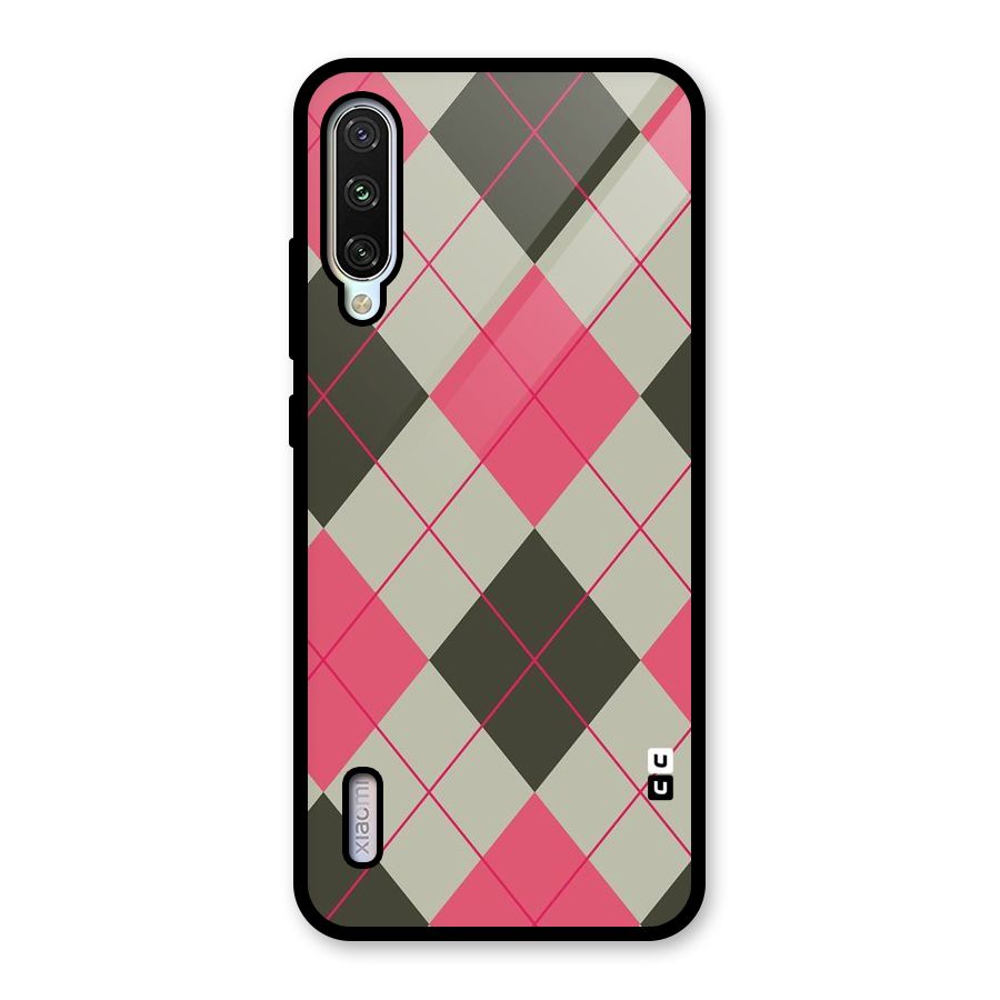 Check And Lines Glass Back Case for Mi A3