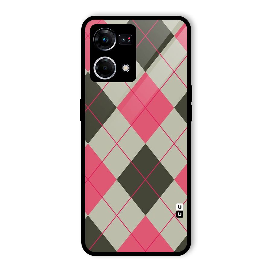 Check And Lines Glass Back Case for Oppo F21s Pro 4G