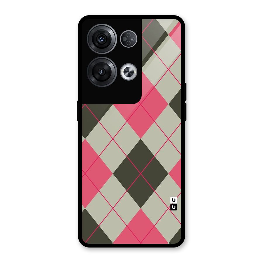 Check And Lines Glass Back Case for Oppo Reno8 Pro 5G