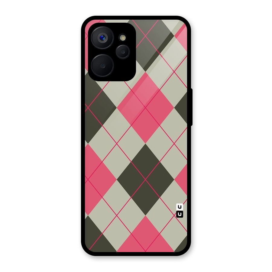 Check And Lines Glass Back Case for Realme 9i 5G