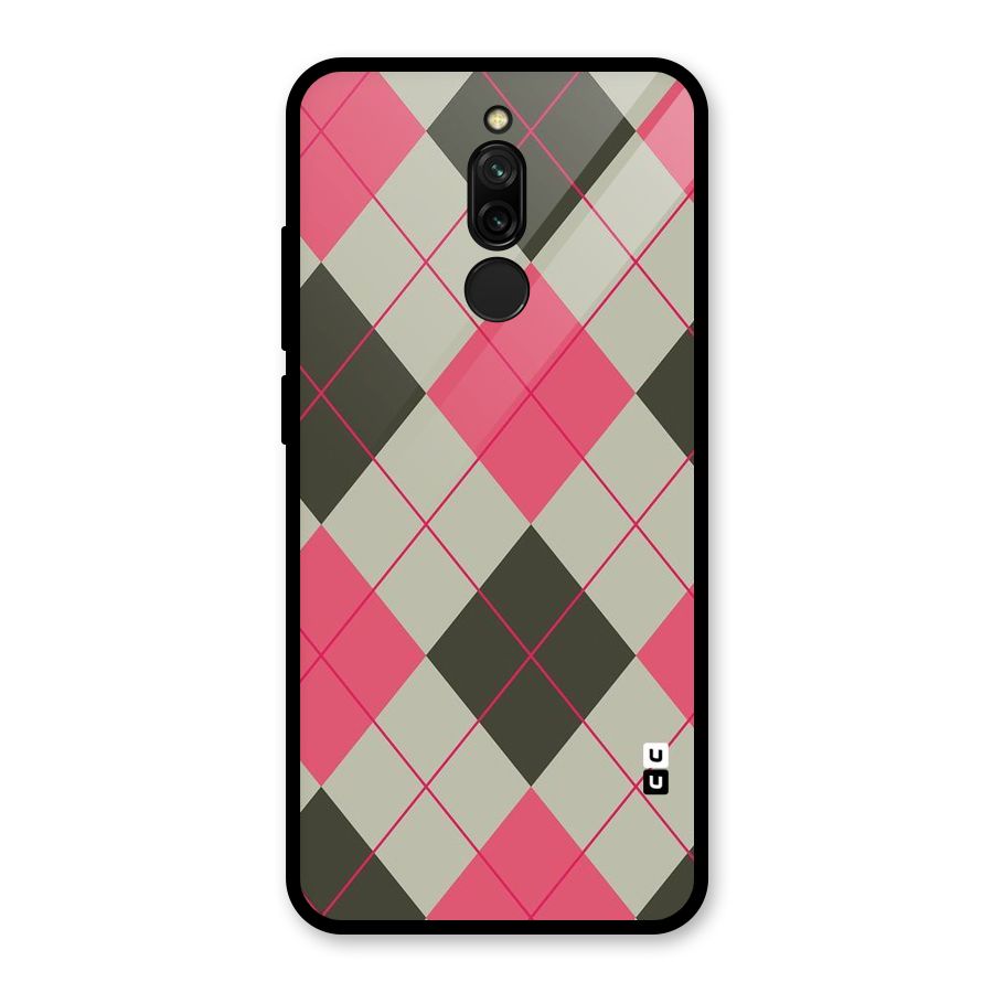 Check And Lines Glass Back Case for Redmi 8