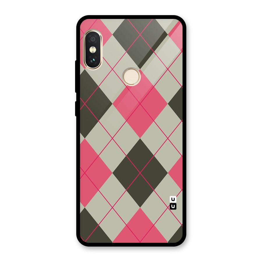 Check And Lines Glass Back Case for Redmi Note 5 Pro