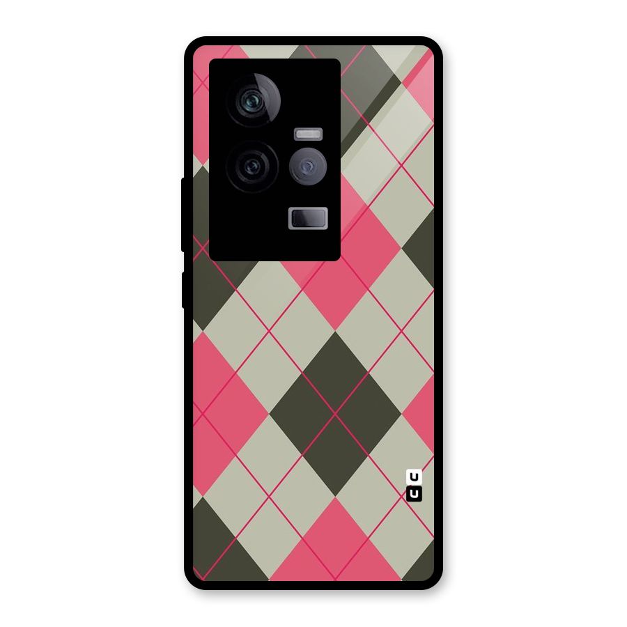 Check And Lines Glass Back Case for Vivo iQOO 11 5G